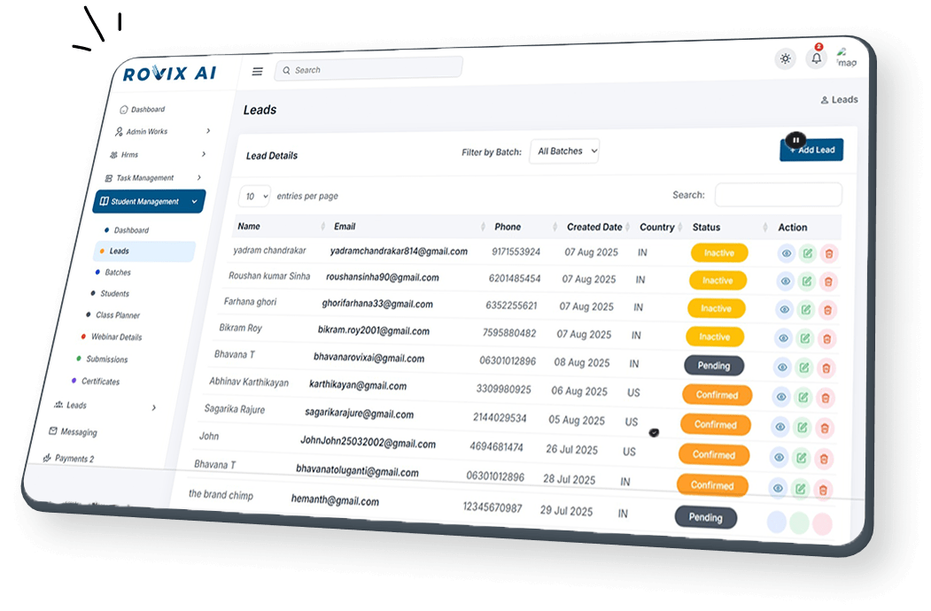 Modern AI interface showcasing RovixAI technology