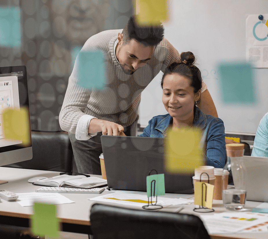 Employees working together 